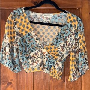 Flutter Sleeve Wrap Blouse